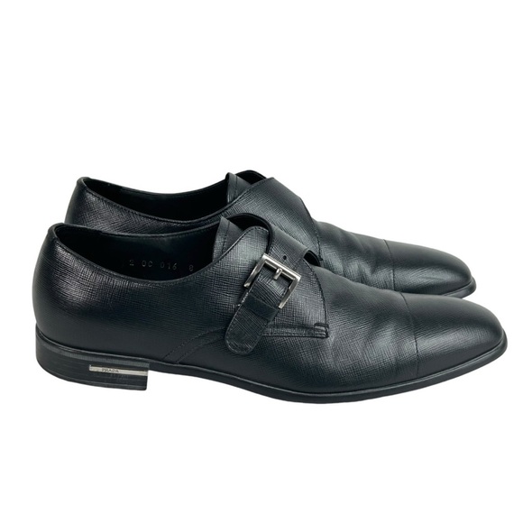 Prada Men's Saffiano Leather Monk Strap Loafers in Nero Black UK 8 US 9D - Picture 2 of 9